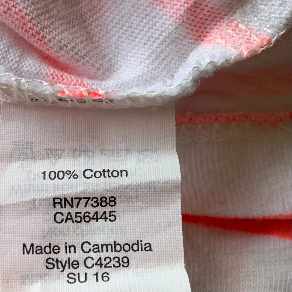 J. Crew 100% Cotton Neon Coral Stripes Top